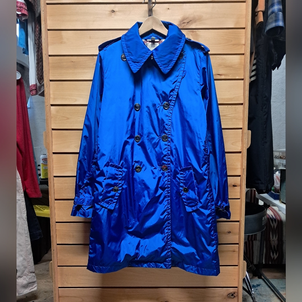 Vintage Burberry Rain Coat With Signature Check Liner Size 14